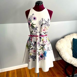 TED BAKER Fit & Flare Belted Dress